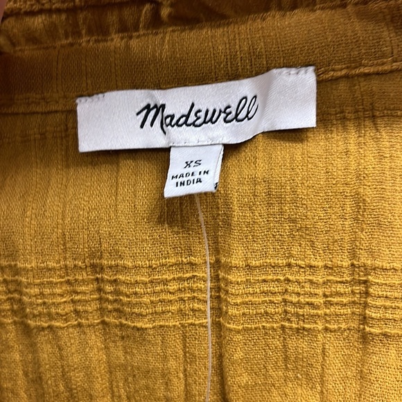 Madewell Sophia Textured Plaid Puff Sleeve Blouse XS Mustard - Picture 5 of 8